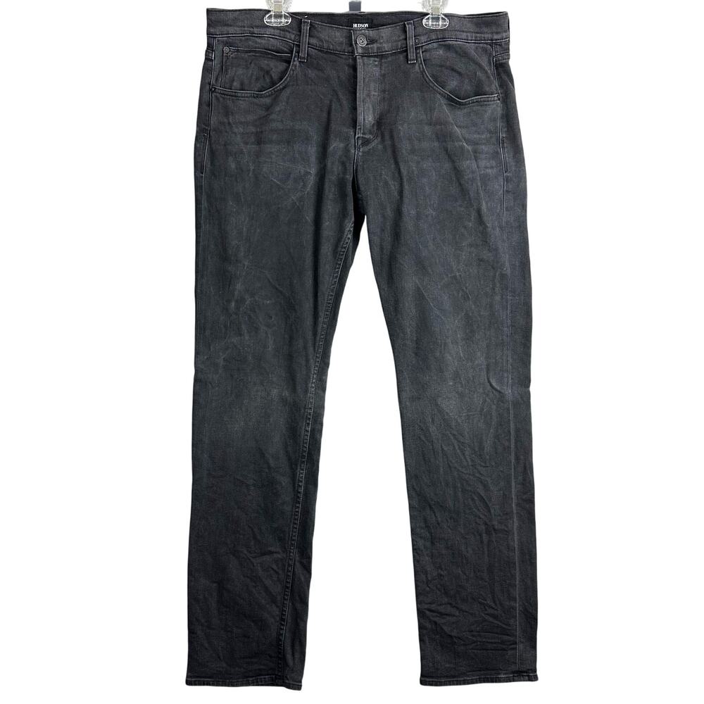 Hudson Bryon Straight 38x34 Black Button Fly Jeans